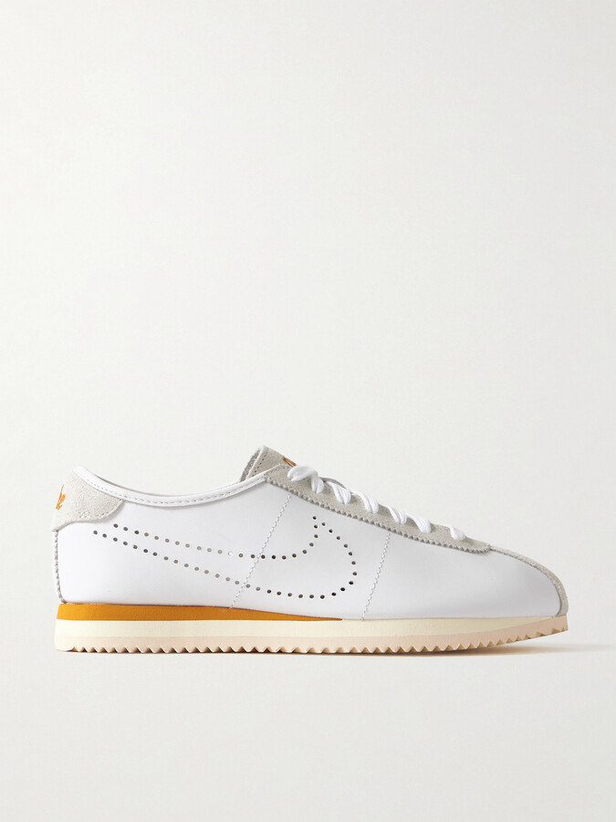 Nike Cortez Decon Suede-trimmed Perforated Leather Sneakers - White