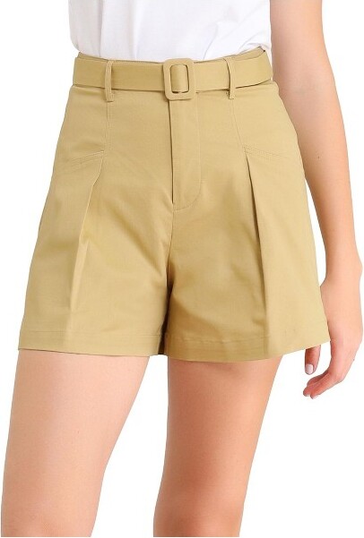 INSPIRE CHIC INSPIRECHICWomen'sHighWaistButtonClosureShortswithPocketsMediumKhaki