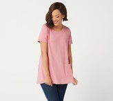 Thumbnail for your product : Logo by Lori Goldstein Cotton Modal Top with Rib Trim Detail