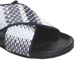 Office Slick Weave Cross Strap Footbed Sandals Mixed Weave Grey