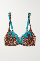 Thumbnail for your product : Agent Provocateur Molly Lace-trimmed Leopard-print Silk-blend Underwired Bra - Brown