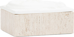 TJMAXX 8X6X4.5 Lidded Egyptian Ram Travertine Base Box