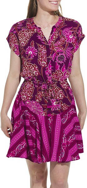Women's Tribal Combo Print Dress Large Daiquiri