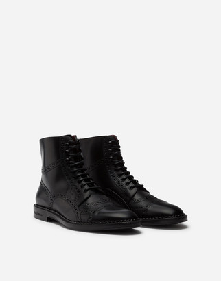 Dolce & Gabbana Calfskin Full Brogue Ankle Boots
