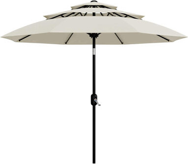 Latitude Run 10 ft. 3-Tier Patio Umbrella UV Protection Round Market Umbrella with Crank & Push Button Tilt