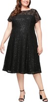Thumbnail for your product : SL Fashions Plus Size Sequined Short-Sleeve A-Line Midi Dress