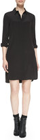 Thumbnail for your product : Vince Long-Sleeve Silk Shirtdress, Black