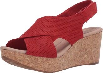clarks red wedge sandals