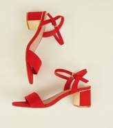 Thumbnail for your product : New Look Wide Fit Red Suedette Metal Mid Block Heels
