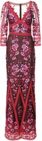 Thumbnail for your product : Marchesa Notte Fitted Floral Embroidered Mesh Gown