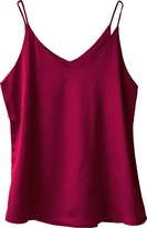 Thumbnail for your product : Wantschun Womens Silk Satin Camisole Cami Vest Top T-Shirt Blouse Tank Shirt V-Neck Spaghetti Strap S;Red