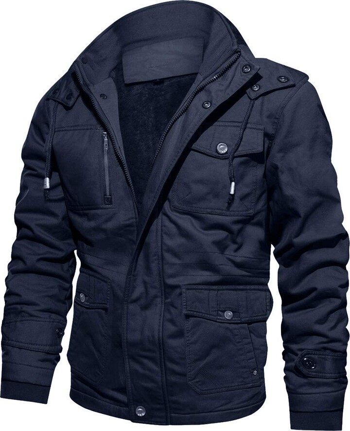 TACVASEN Winter Jackets Men Thermal Warm Windbreaker Cotton Cargo Jacket for Men Tactical Jacket