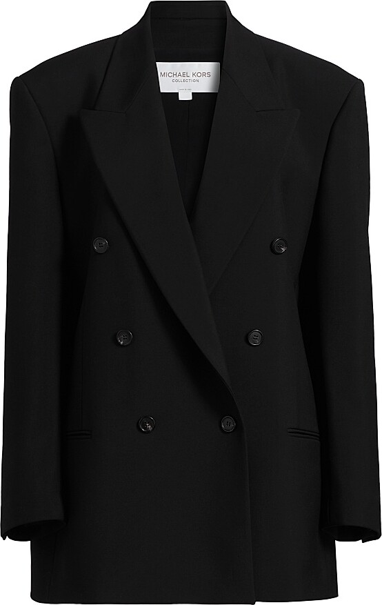 Michael Kors Collection Women's Shawn Virgin Wool Double-Breasted Blazer - Black - Size 0