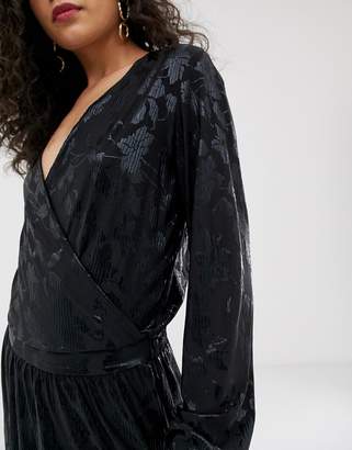 Vero Moda Tall foil floral print wrap mini dress in black