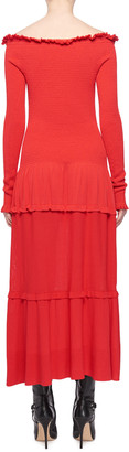 Altuzarra Vendaval Off-the-Shoulder Long-Sleeve Smocked Tiered Midi Dress
