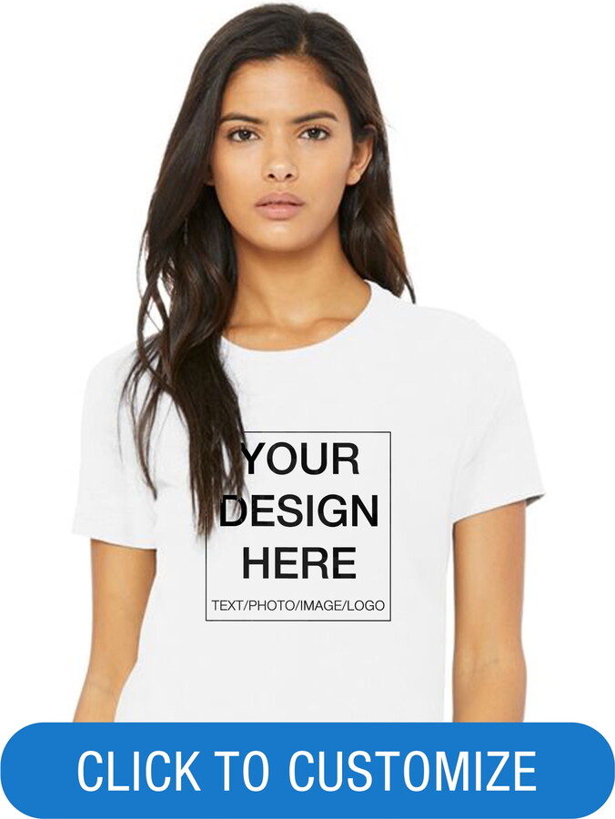 BELLA+CANVAS Ladies Crew Neck Personalized T-Shirt, Create your own Designs, White, XXL