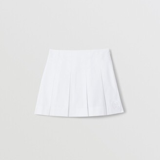 Burberry Childrens Monogram Motif Cotton Twill Pleated Skirt Size: 10Y