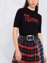Thumbnail for your product : Marni Logo-Embroidered Knitted Top