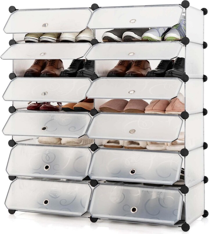 Shoe Rack 12-Cube Diy Plastic Shoe Cabinet Multi Use Modular Closet Shelf