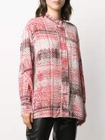 Thumbnail for your product : Lala Berlin contrast pattern ruffle sleeve blouse