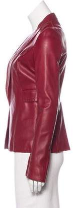 CNC Costume National Leather Peak-Lapel Blazer
