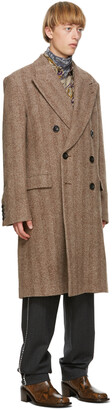 Dries Van Noten Brown Wool & Alpaca Double-Breasted Coat