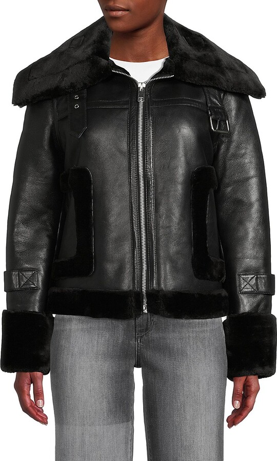 Walter Baker Lianna Faux Fur Trim Leather Jacket - ShopStyle