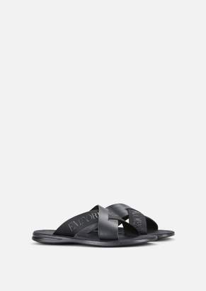 Emporio Armani Velor Ribbon Leather Sandals