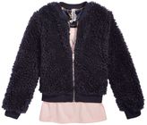 Thumbnail for your product : Beautees 2-Pc. Faux-Fur Bomber Jacket, Printed Tank and Necklace Set, Big Girls
