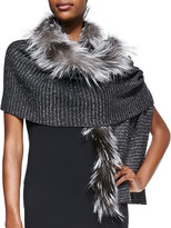 Thumbnail for your product : Jimmy Choo Knit Scarf with Fox Fur Trim, Gray