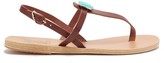 Thumbnail for your product : Ancient Greek Sandals Lito Turquoise-embellished Leather T-strap Sandals - Brown Multi