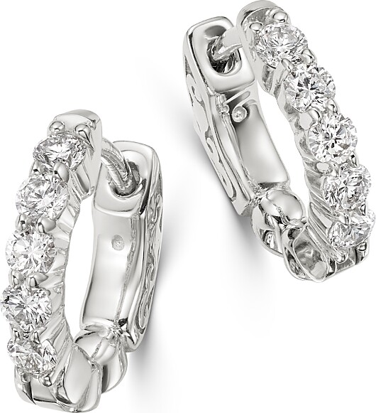 Bloomingdale's Fine Collection Diamond Huggie Hoop Earrings in 14K White Gold, 0.50 tcw