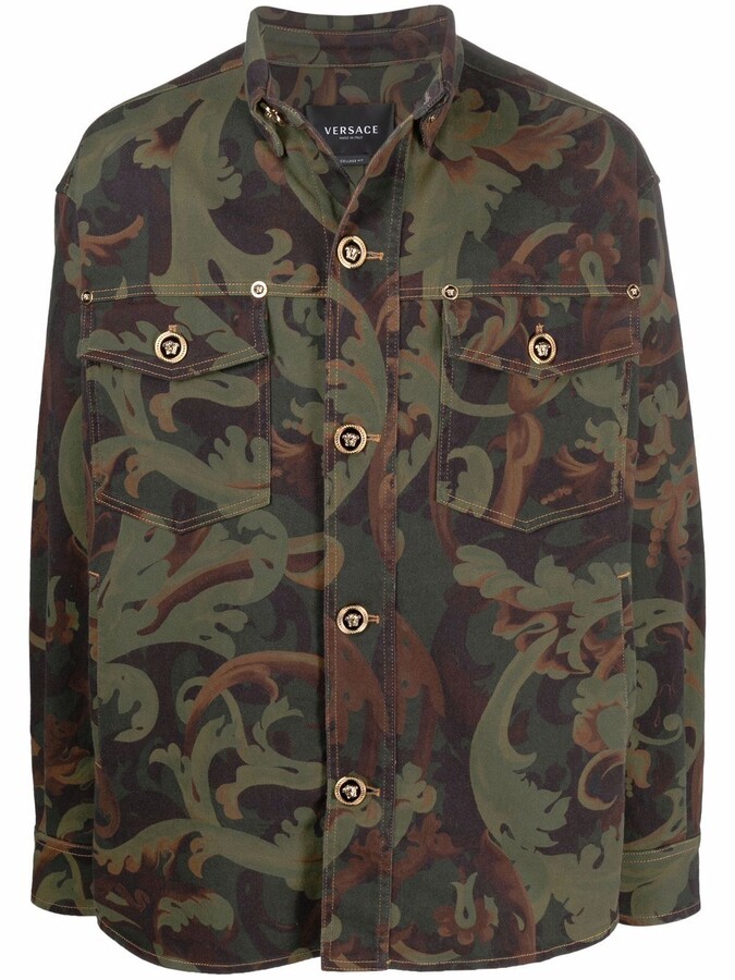 Versace Baroccoflage-print denim jacket - ShopStyle