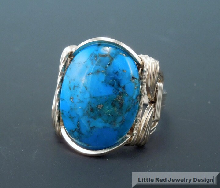 Etsy 14 K Gold Filled Turquoise Cabochon Wire Wrapped Ring
