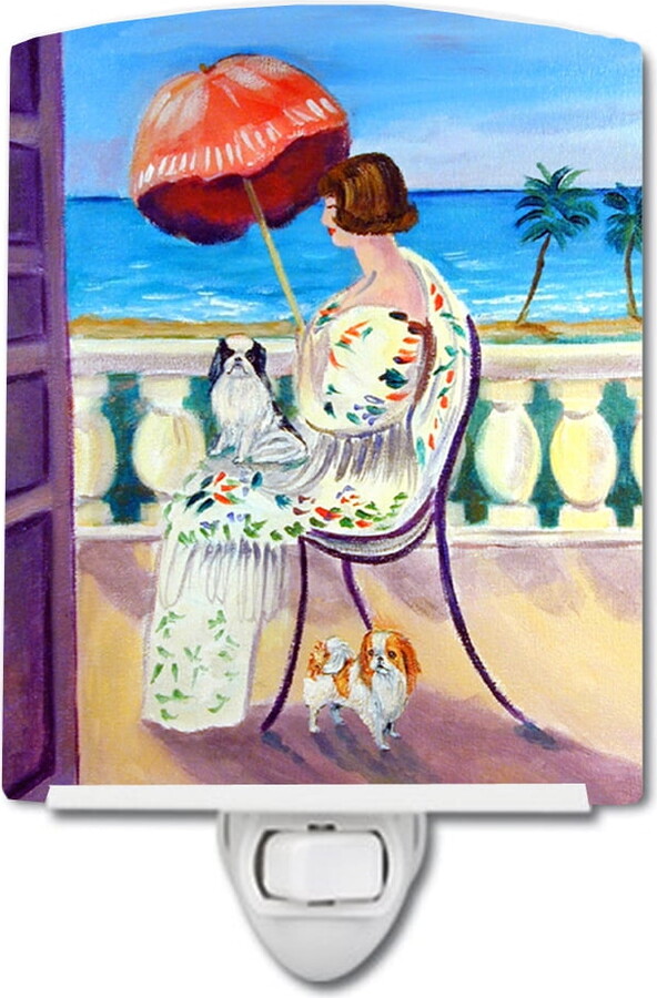 Caroline's Treasures 7260CNL Lady with her Japanese Chin Ceramic Night Light, 6x4x3", multicolor