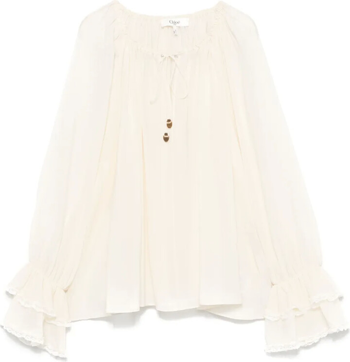 Chloé Gathered Silk Blouse