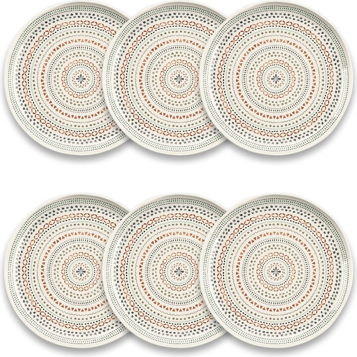 Abode Homewares TarHong Desert Mandala Salad Plate, 8.5 x 0.7”, Planta (Majority Plant Based Melamine Material), Shatterproof, Indoor/Outdoor, Set of 6