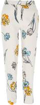 Thumbnail for your product : River Island Womens Cream floral print cigarette trousers