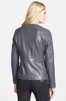 Thumbnail for your product : T Tahari 'Helene' Collarless Leather Scuba Jacket (Regular & Petite)