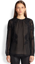 Thumbnail for your product : Escada Lace-Trimmed Silk Blouse