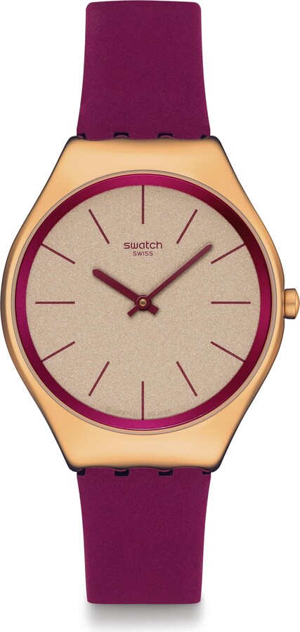 Swatch Skin Irony Womens Casual Watch Stainless Steel Red Quartz Water Resistant Alpine Berry