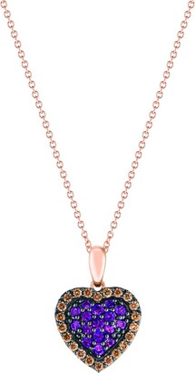 LeVian 14K Strawberry Gold 0.44 Ct. Tw. Diamond & Amethyst Pendant Necklace