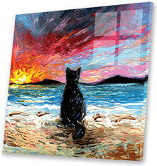 Red Barrel Studio Beach Days - Black Cat by Aja Trier - No Frame Painting
