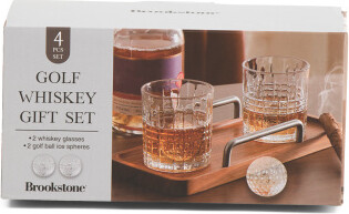 TJMAXX 4Pc Whiskey Glasses And Golf Ball Ice Spheres For Men