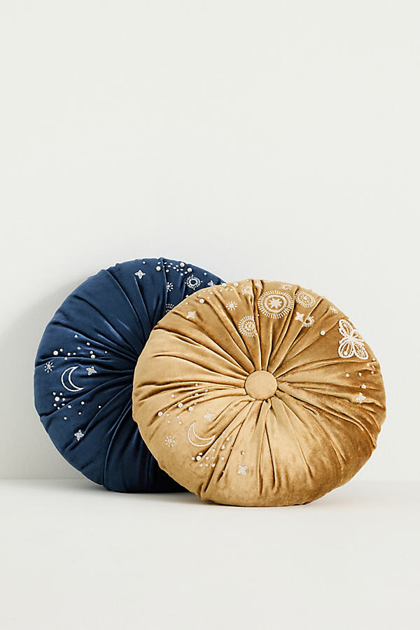 Anthropologie Clara Embroidered Velvet Pillow