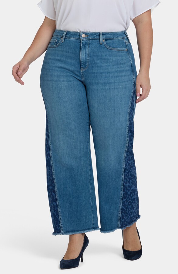 Teresa Frayed Two-Tone Wide Leg Jeans