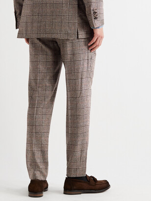 Rubinacci Tapered Prince Of Wales Checked Virgin Wool-Blend Suit Trousers