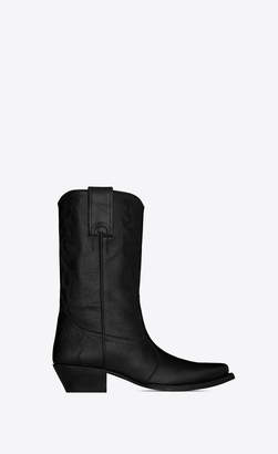 Saint Laurent Flat Booties Lukas Boots In Lizard-look Leather Black 5
