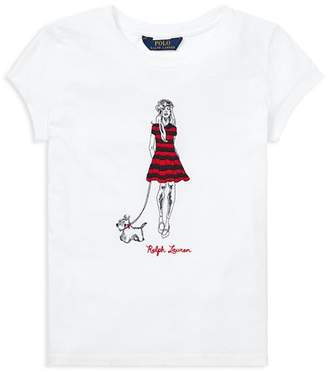 Ralph Lauren Girls' Cotton Graphic Tee - Little Kid