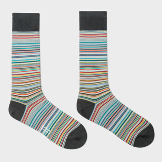 Paul Smith Men's Grey Signature Stripe Socks